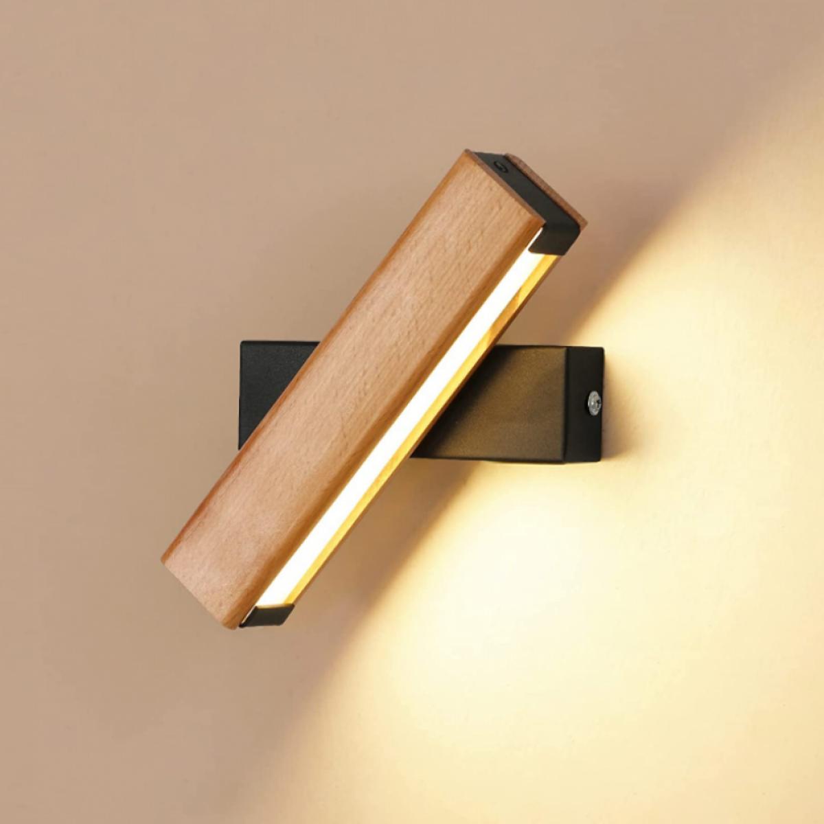 

Вращающийся на 360° светодиодный настенный светильник Внутренний настенный светильник 21x4x4,5 см, 4 Вт, теплый белый цоколь, черный, 220 В, прикроватная лампа