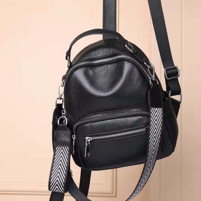Fashionable Casual Backpack Women s Broadband One-shoulder Genuine Leather Bag All-match 8637