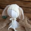 Hand Knitted Crochet Angora Wool Baby Elf Hat Newborn Coming Home Bonnet Beanie for Photography Props