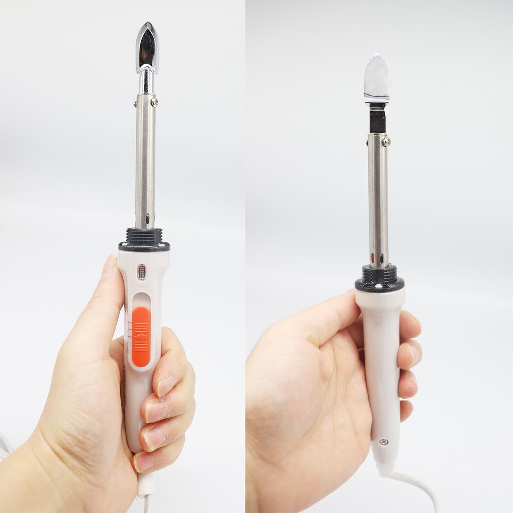 Mini Hierro de Cuero Portátil Herramientas de Planchado para Cuero Eliminador de Arrugas de Cuero Reparación Cabeza de Cobre Puro Soldador de Plástico Cuero