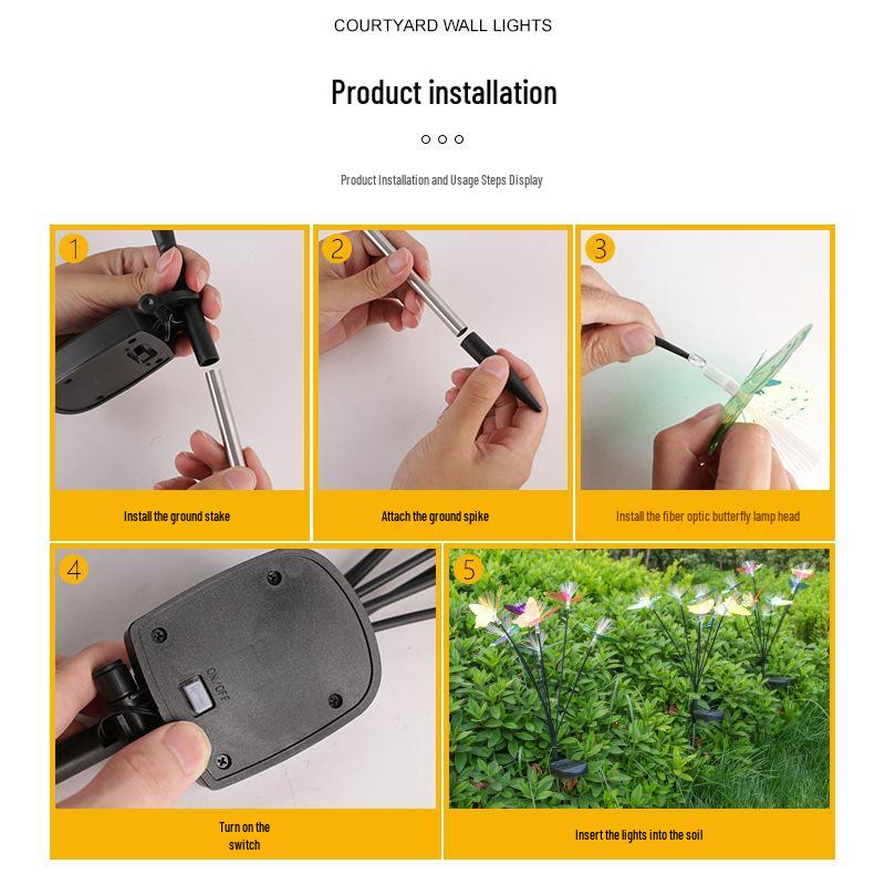 Solar-Powered Fiber Optic Butterfly Garden Lights, Waterproof Outdoor Decoration
