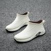 Men's Waterproof Non-slip Ankle Rain Boots with Cotton-padding, Solid Color for Kitchen & Car Wash Use