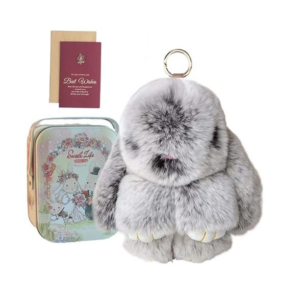 Kaninchen-Schlüsselanhänger aus Kunstfell in Hasenform, Schlüsselanhänger, Taschenanhänger, Rucksackanhänger, Geburtstagsgeschenk, Urlaub, Portemonnaie, Accessoire