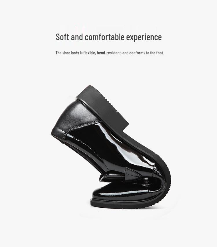 Men's Formal Leather Shoes with Height Increase - Genuine Shiny Cowhide for Business & Weddings