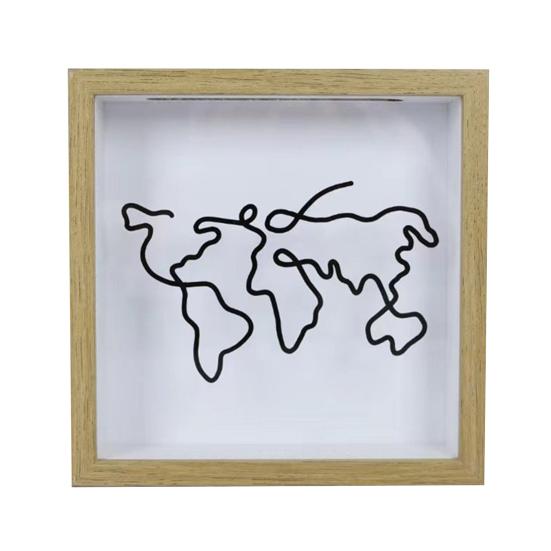 Travel Adventure Archive Shadow Box Square Ticket Stub Stamp Letter Photo Keepsake Storage Box with Slot Home Office Desktop Decoration