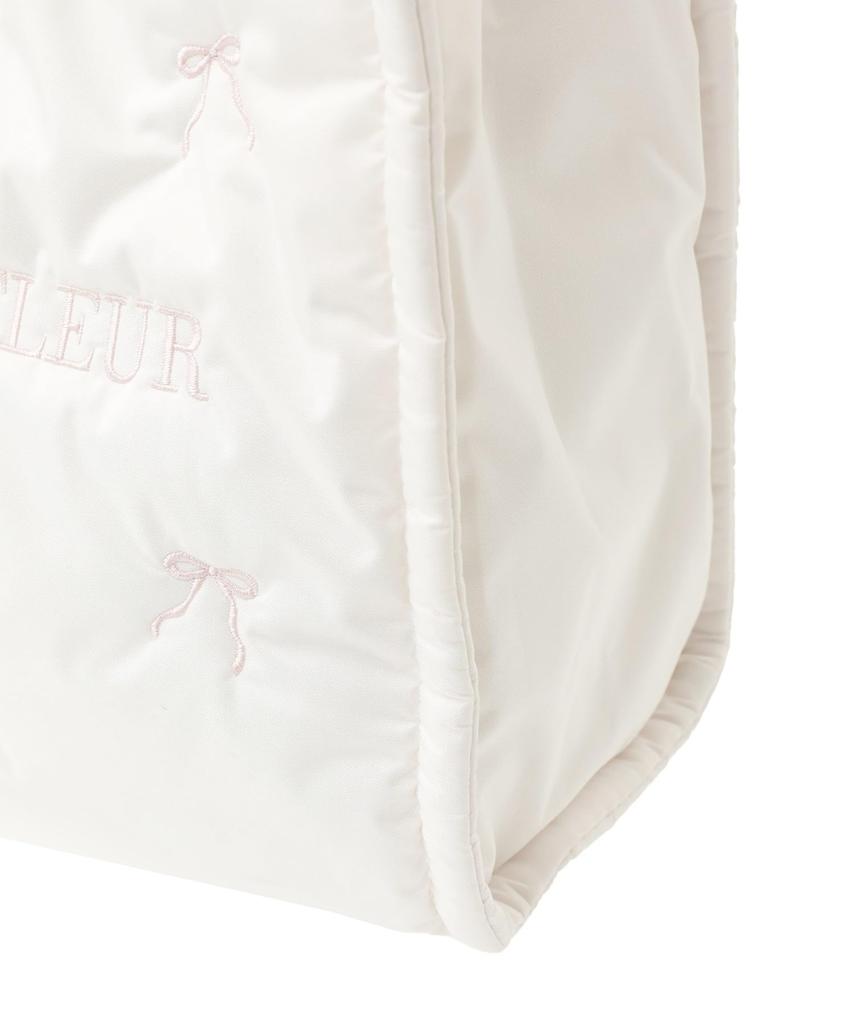 Maison de Fleur Women's Ribbon Embroidered Puffer 2-Way Tote Bag, Pink, 08000622000