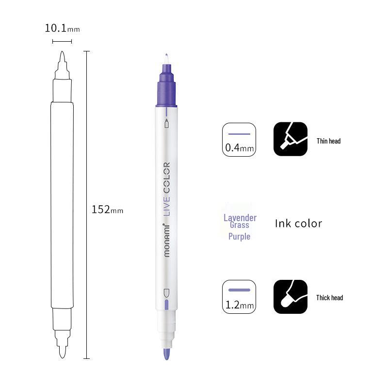 Monami Double-Ended Fiber Tip Liner Pen, 39 Colors for Drawing and Outlining