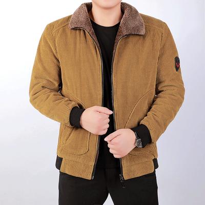 New Men's Fashion Casual Large Size Lapel Thick Corduroy Cotton Jacket Youth Jacket Short Style
