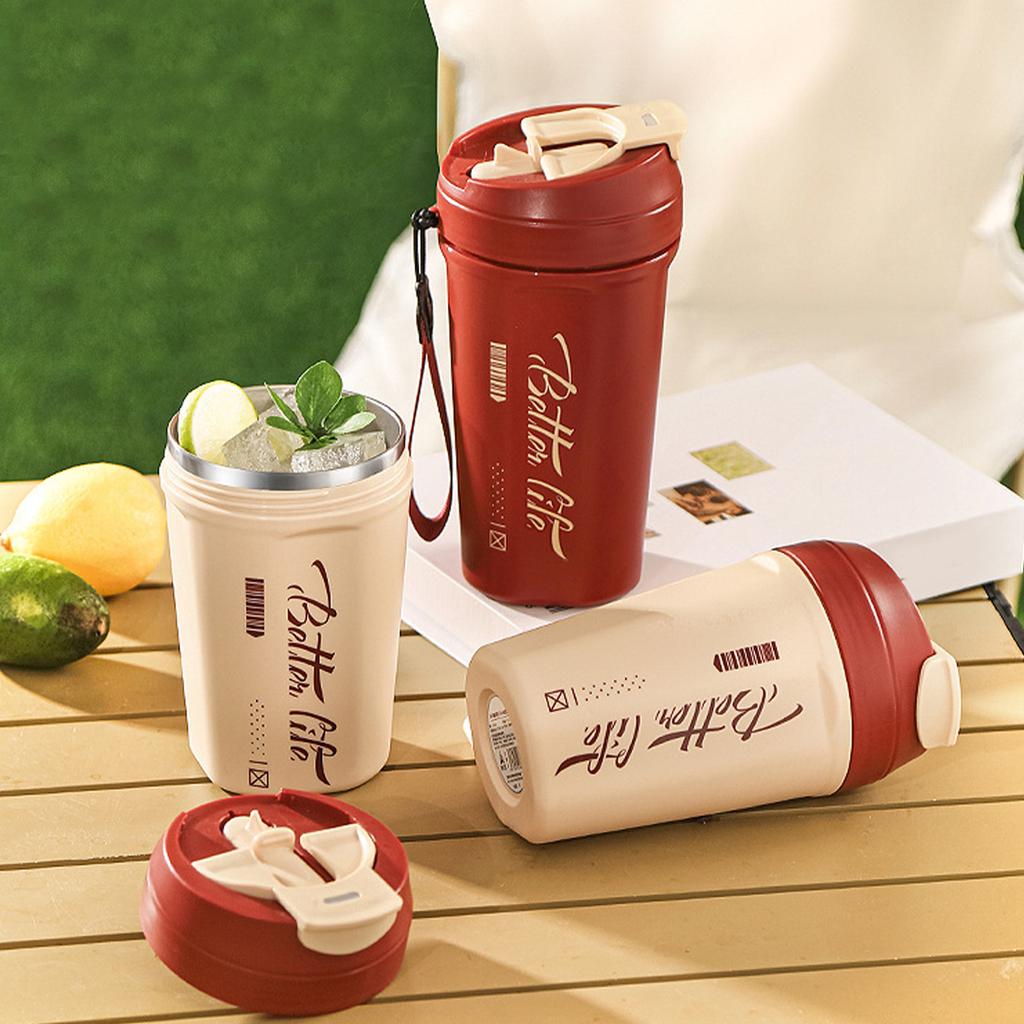 520ml Portable Thermos Cup 304 Stainless Steel Coffee Mug Large Capacity Leak-proof Double Wall Insulated Water Bottle Drinkware