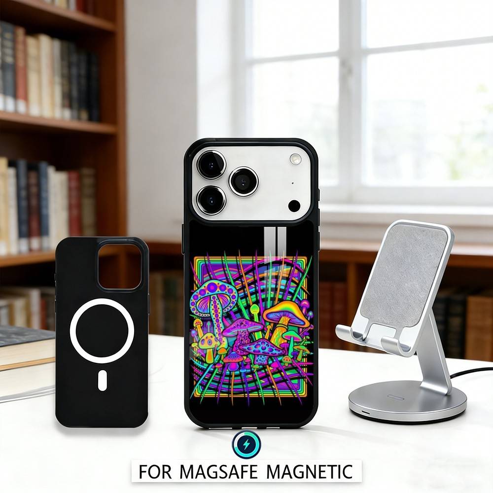P-Psychedelic C-Colored M-Mushroom Phone Case For iPhone 17,16,15,14,13,12,Pro,Max For Magsafe Magnetic Wireless Charging