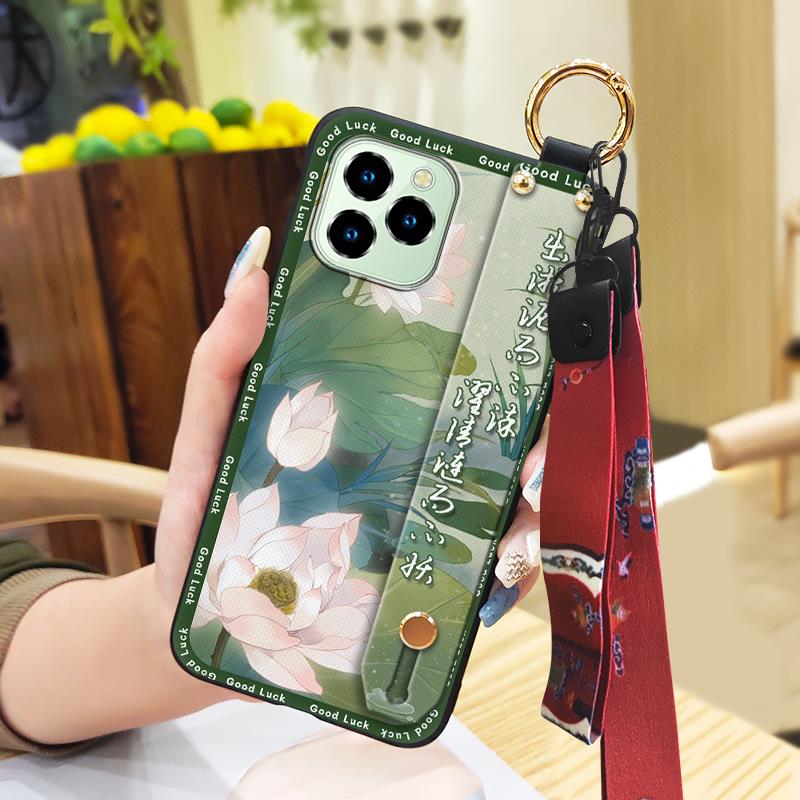 Fashion Elderly lady Phone Case For Oukitel C21 Pro Phone Holder Shockproof Anti-knock Waterproof Wrist Strap Soft case