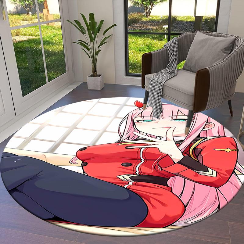 Franxx Round Area Rug Carpet Rug For Living Room Bedroom Sofa Playroom Decor Nonslip Floor Mat