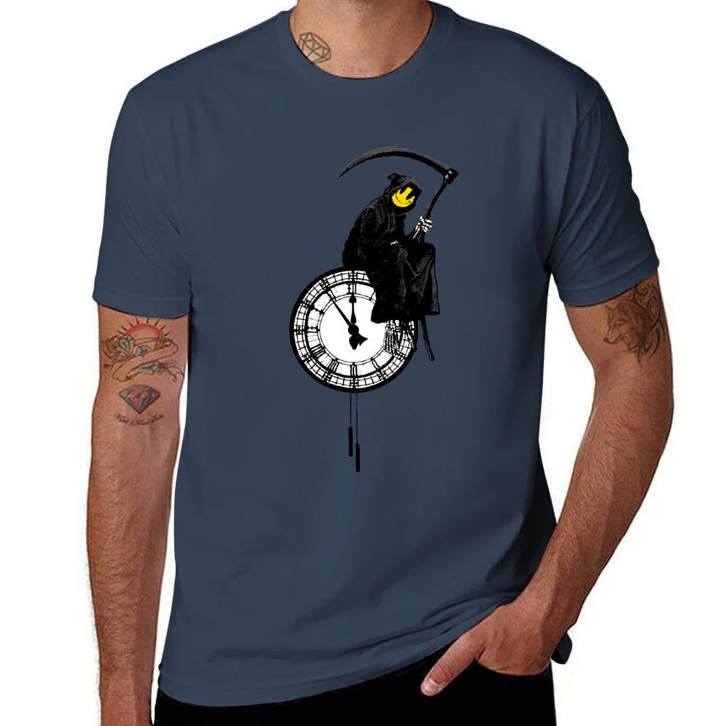 Banksy Grin Reaper Tshirt Basic All Season Solid Tshirt
