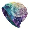 A Casual Outdoor Style Mandala-Themed Knitted Hat - Featuring Vibrant Watercolor Floral Patterns, Durable Knitted Fabric, Comfortable Elastic Fit, Per