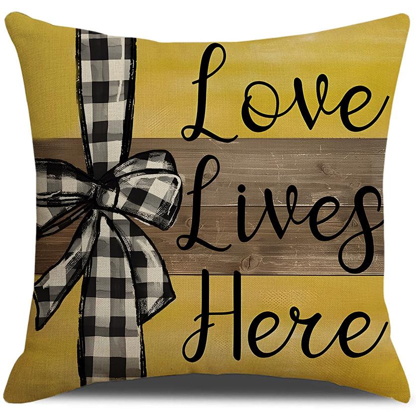 New Sunflower Pillow Cover Linen Print Summer Bee Pillow Cover Living Room Sofa Cushion Cover