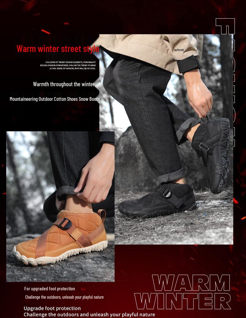 Wasserdichte, fleecegefütterte Fünffinger-Baumwoll-Schneestiefel: Rutschfeste, Verschleißfeste Unisex-Outdoor-Schuhe