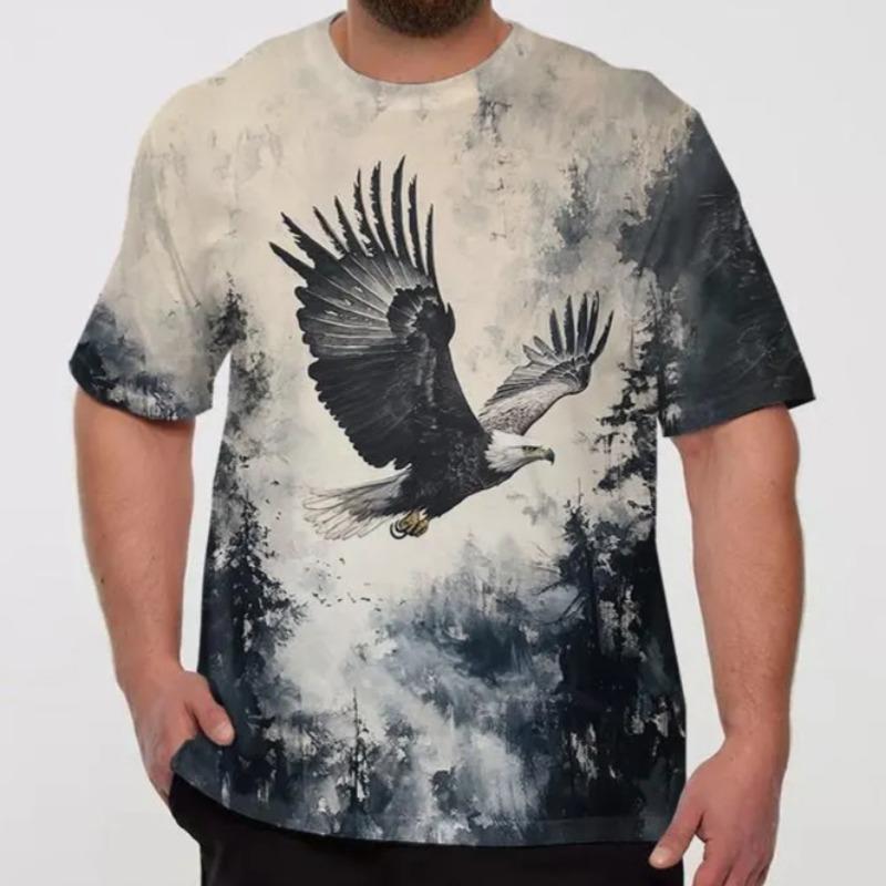 

Retro T-Shirt for Men Eagle 3d Print Short Sleeve Tees Summer Casual Quick Dry Loose Oversized T-Shirt 6XL