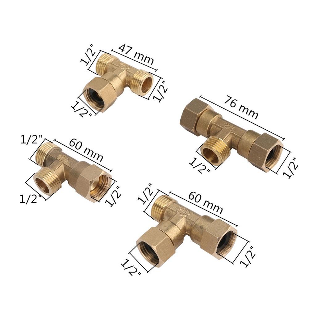 Brass pipe fitting male-female thread conversion connection 1/2” T-shaped three-way copper water oil gas adapter garden fittings