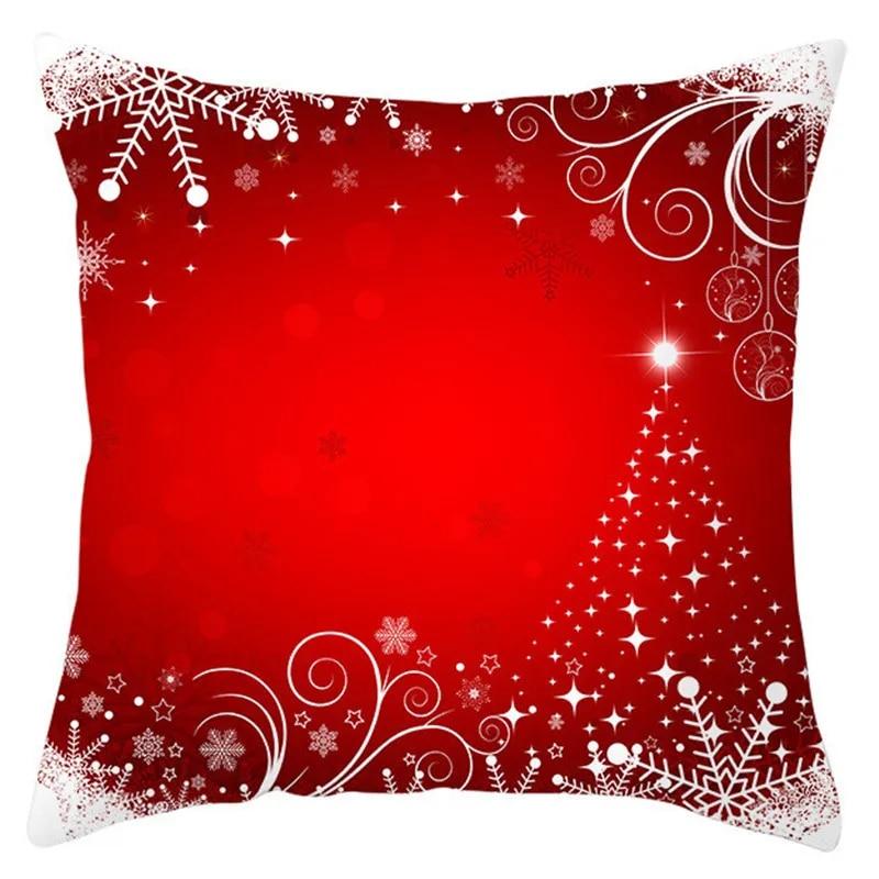 Christmas Decoration Pillow Cover Christmas Hat Christmas Tree Santa Elk Text Gift Gingerbread Man Sofa Home Decor Pillow Cover