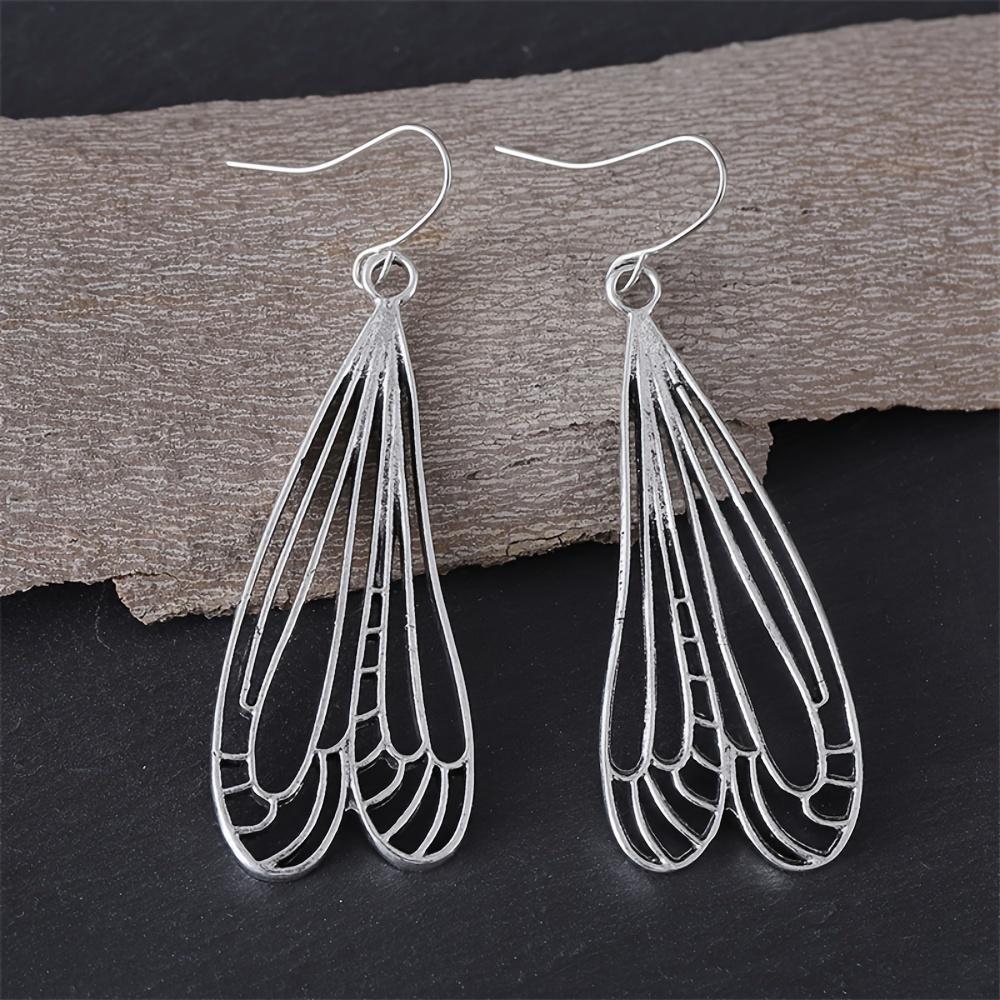 Einfache Wind Libellenflügel Hohl Ohrringe für Damen Legierung Silberbeschichtet Partner Freundin Geschenk Ohrringe Schmuck