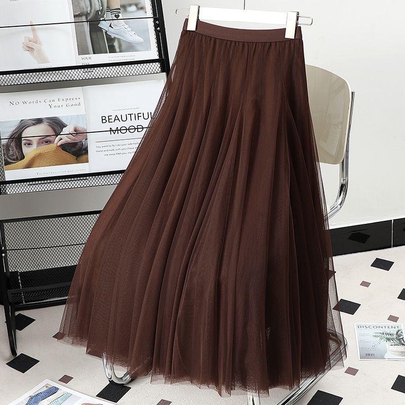 Damen Lila Mesh Midi Rock mit hoher Taille - 720° Schwung A-Linien Tüllrock für Square Dance und Fotoshootings