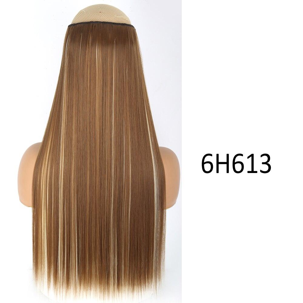 MISSQUEEN Women Long Straight Wavy Invisible Hair Extensions Without Clips Synthetic Fiber Long Daily Wear Invisible Hairpiece