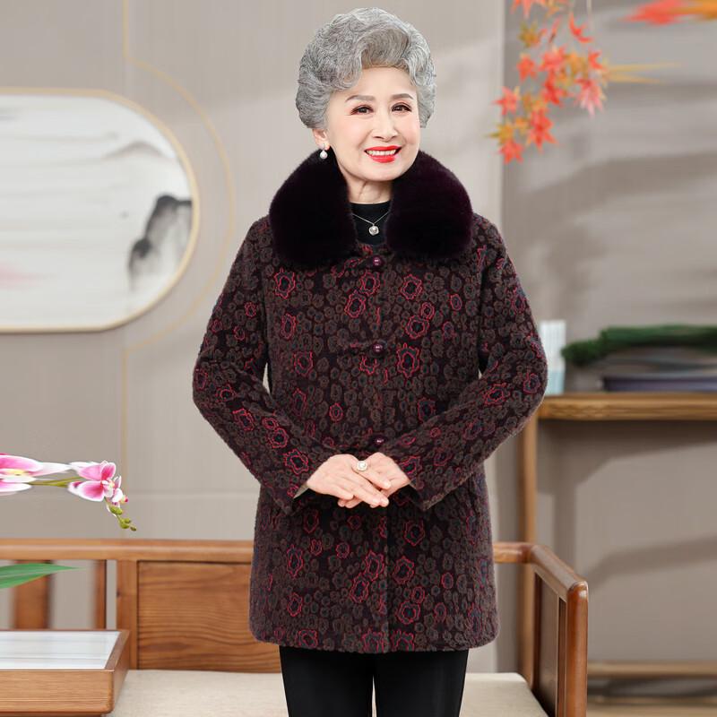 Elderly Women's Fleece Lined Winter Cotton Jacket