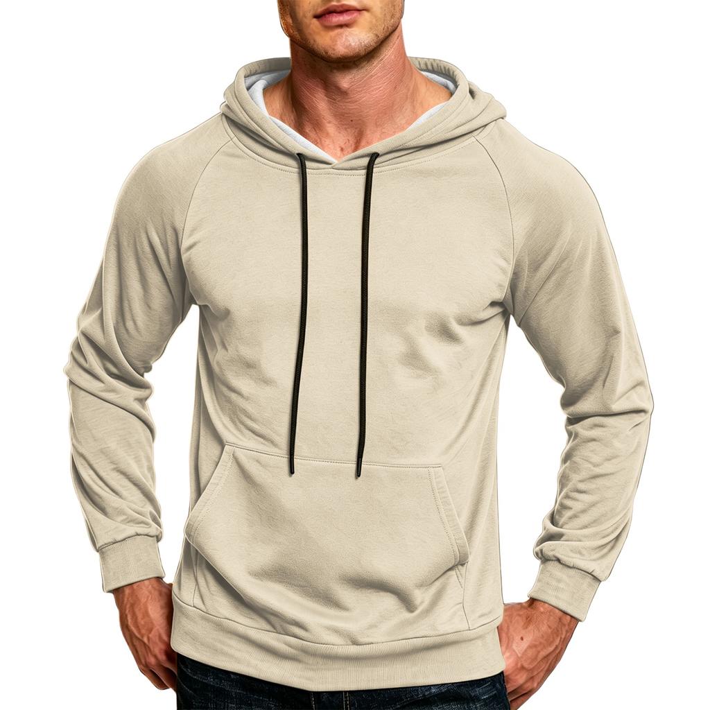Men's Color Loose Fit Casual Hoodie with Pocket and Drawstring