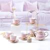Titanium Plated Coffee Pot Cup Plate Ceramic Coffee Cup Tea Pot Set