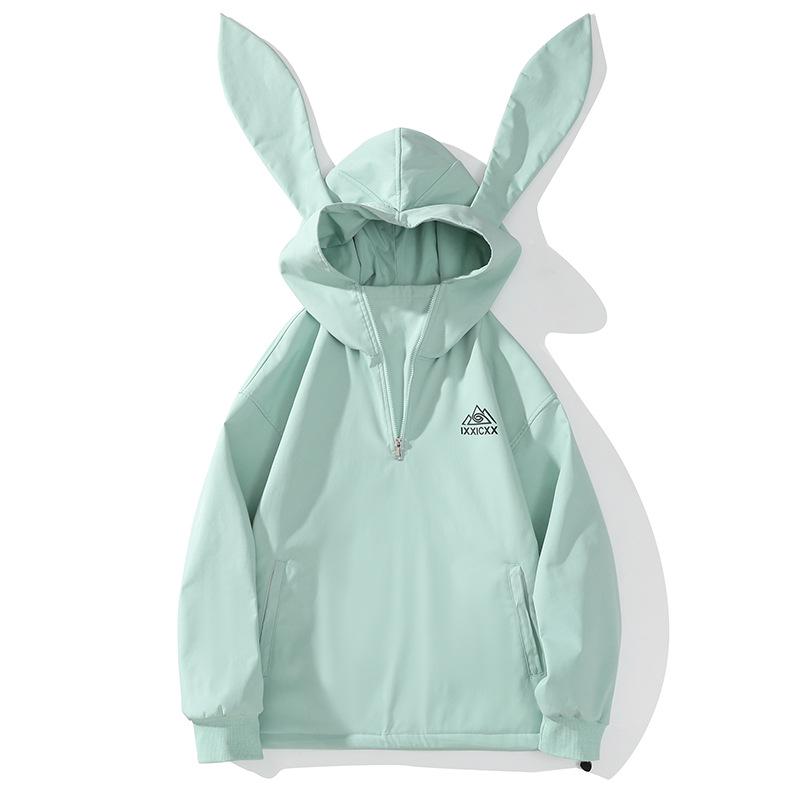 Unisex Winter Waterproof Rabbit Ear Ski Suit: Silver Fox Fleece One-Piece Plus Size Windproof Jacket