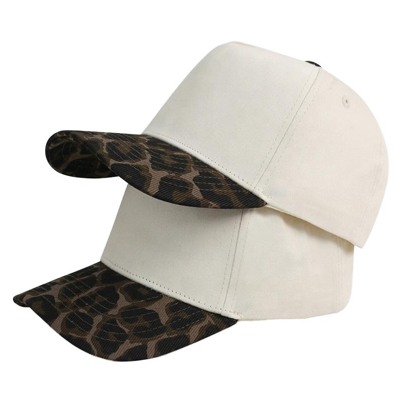 Stock 5 Panel Cotton Baseball Caps for Women Men Plain Blank Cheetah Leopard Embroidery Outdoor Sports Common Fabric