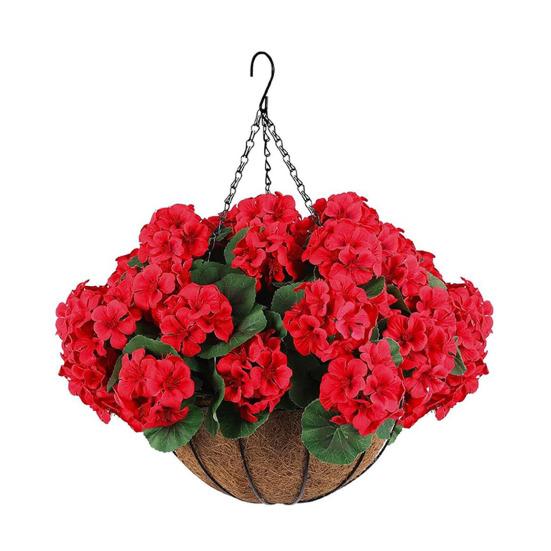 Artificial Hanging Fake Flowers with Basket Outdoor UV Resistant Faux Silk Morning Glory Vines Plants for Porch Patio Garden Balcony Yard Spring