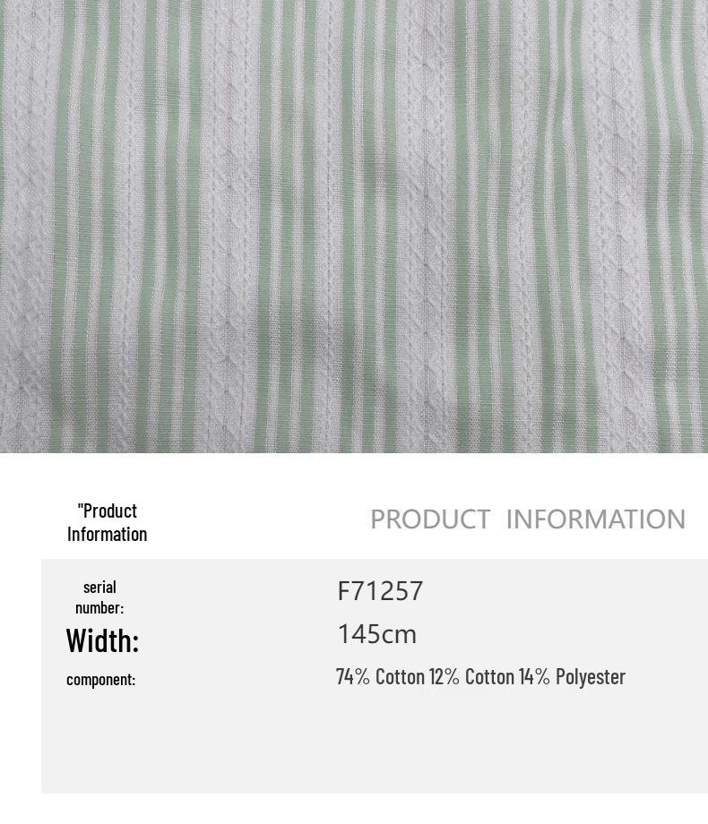 Green Stripe Jacquard Fabric - Polyester Cotton Blend for Women's Dresses & Shirts
