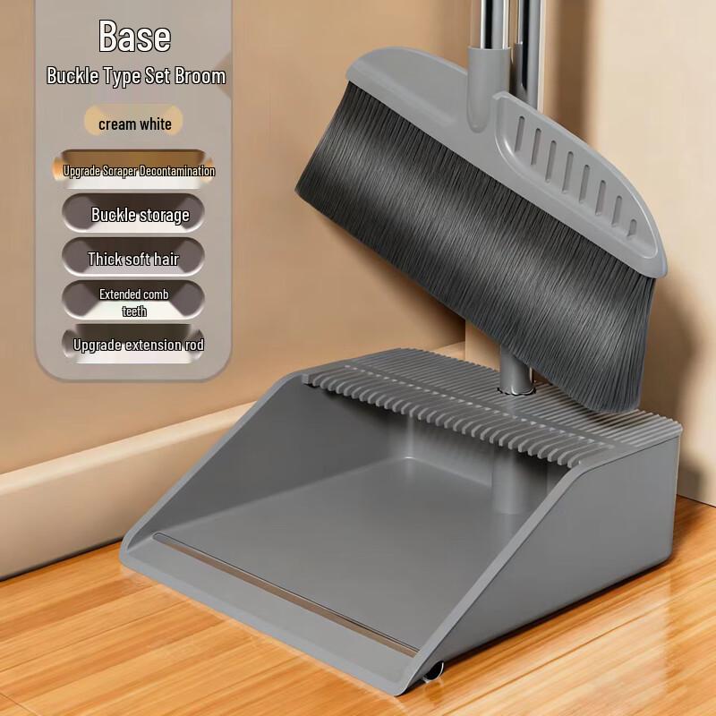 Grey Stainless Steel Broom and Dustpan Set