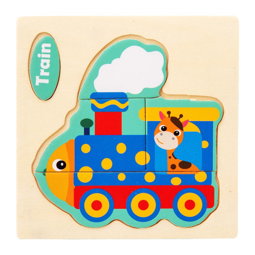 Wooden 3D Jigsaw Puzzle For Kids Educational Toys Cartoon Animal Vehicle Traffic Early Learning Intelligence Toy