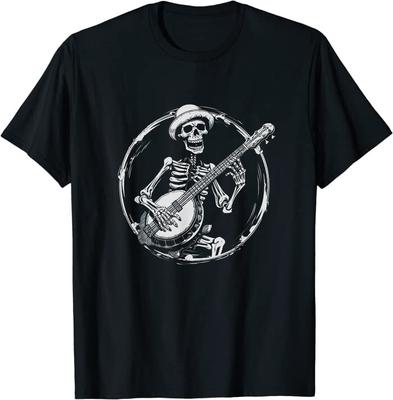 Skelett spielt Banjo Lustig Bluegrass-Stil Klassisches T-Shirt Größe M-3XL