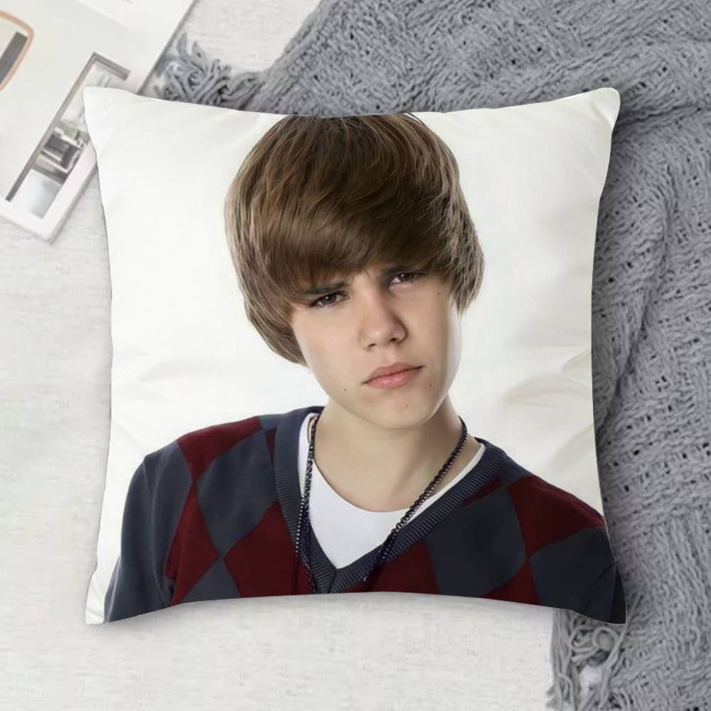 Federa Decorativa Quadrata Stampata Double Face di Justin Bieber per Divano Soggiorno Arredamento Casa