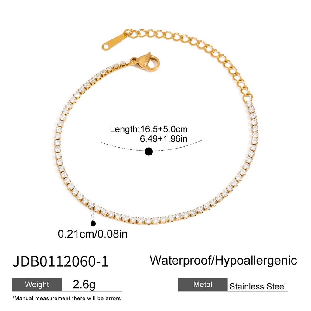 Youthway Vielseitig Lässig Vergoldetes Edelstahl Geometrisch Strassstein Tennis Kette Armband Halskette Set Sportliches Zubehör