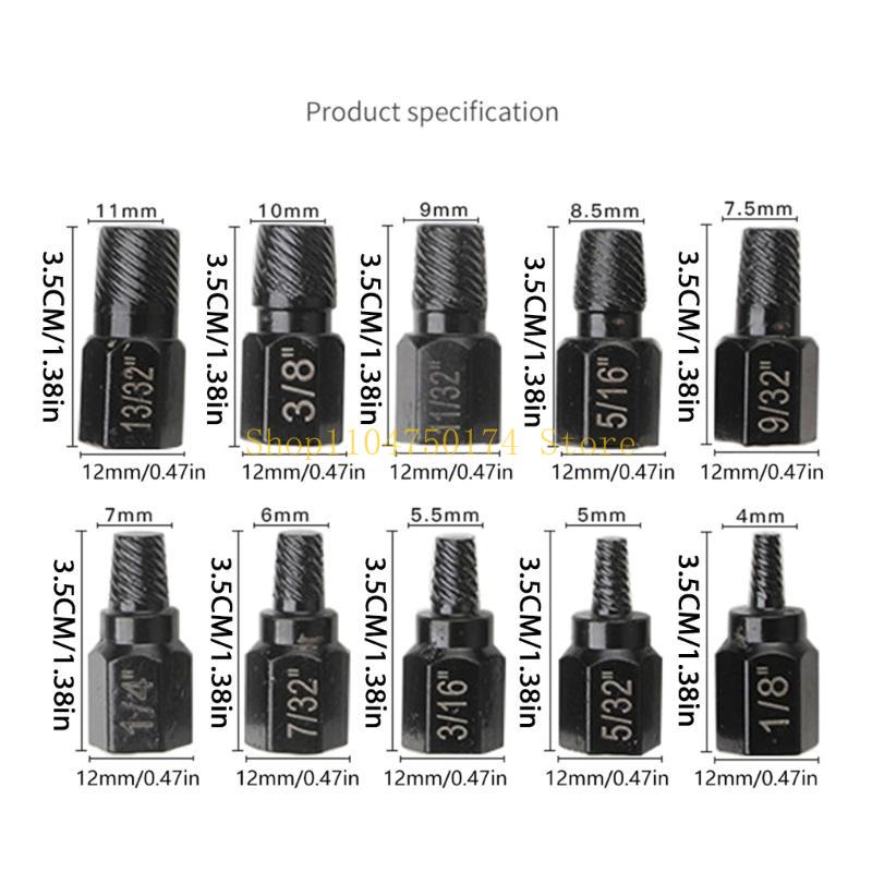 10 Pcs Damaged Screw Extractor Drill Remover Socket Wrench Bolt Remover Tool Top Sale