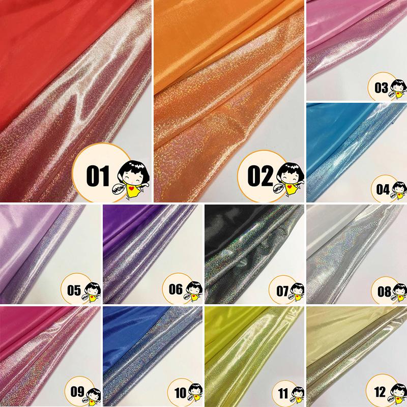 100*150cm Holographic Fluorescent Fabric Stretch Colorful Shiny Iridescent Laser Fabric DIY Sewing Stage Wedding Dress Decor