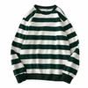 Stribet crewneck sweatshirt til mænd i polyesterstof til efterårets udendørsstil