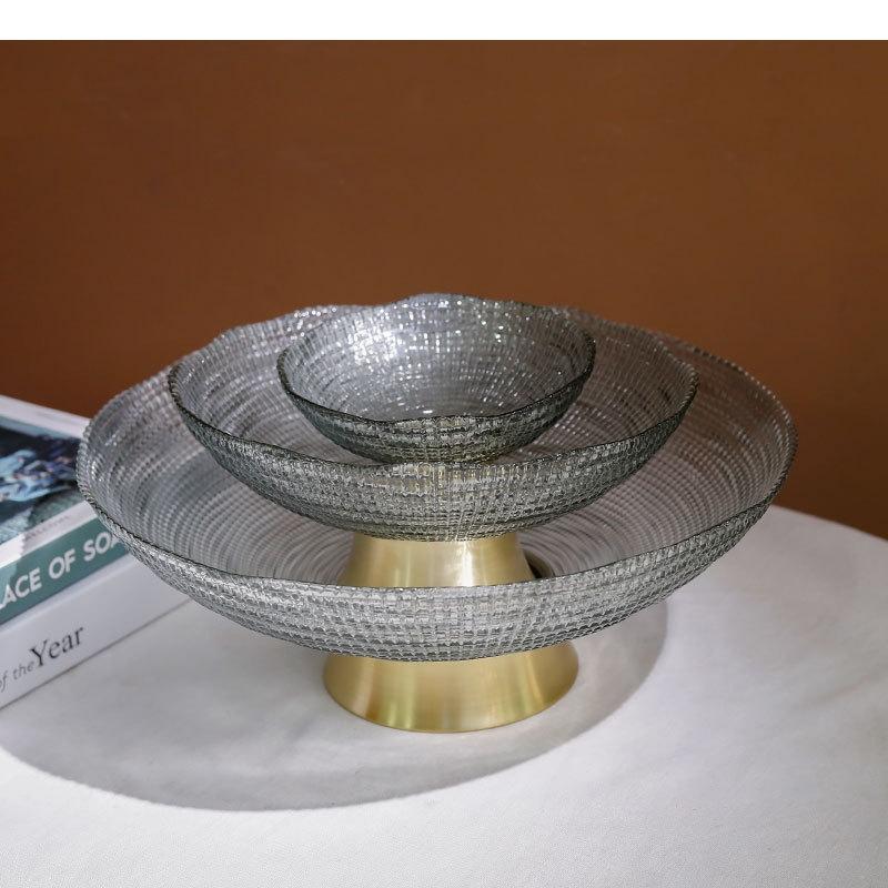 Modern Luxury Glass Fruit Plate European Pallet Decoration Home Living Room Candy Snack Tray Decorative Tableware