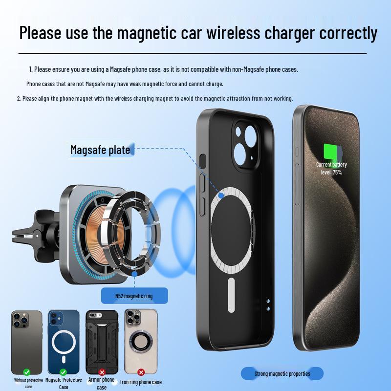 iPhone MagSafe 15W Wireless Car Charger & Magnetic Phone Holder