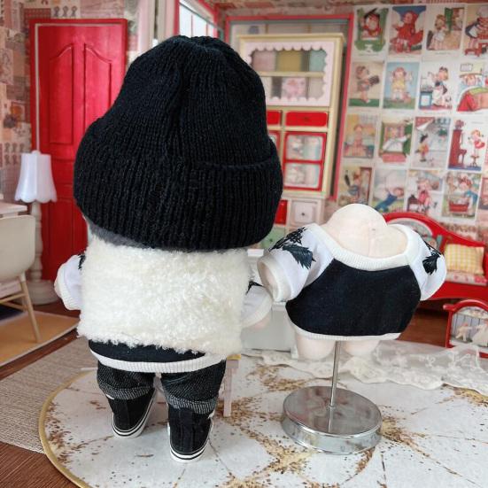 1 Takım Idol oyuncak bebek giysileri Peluş Yelek Ceket Mini Kıyafet Giyinme Sahne Güzel Şapka T-shirt Pantolon Ceket Dört parçalı Set 20 cm Bebek için