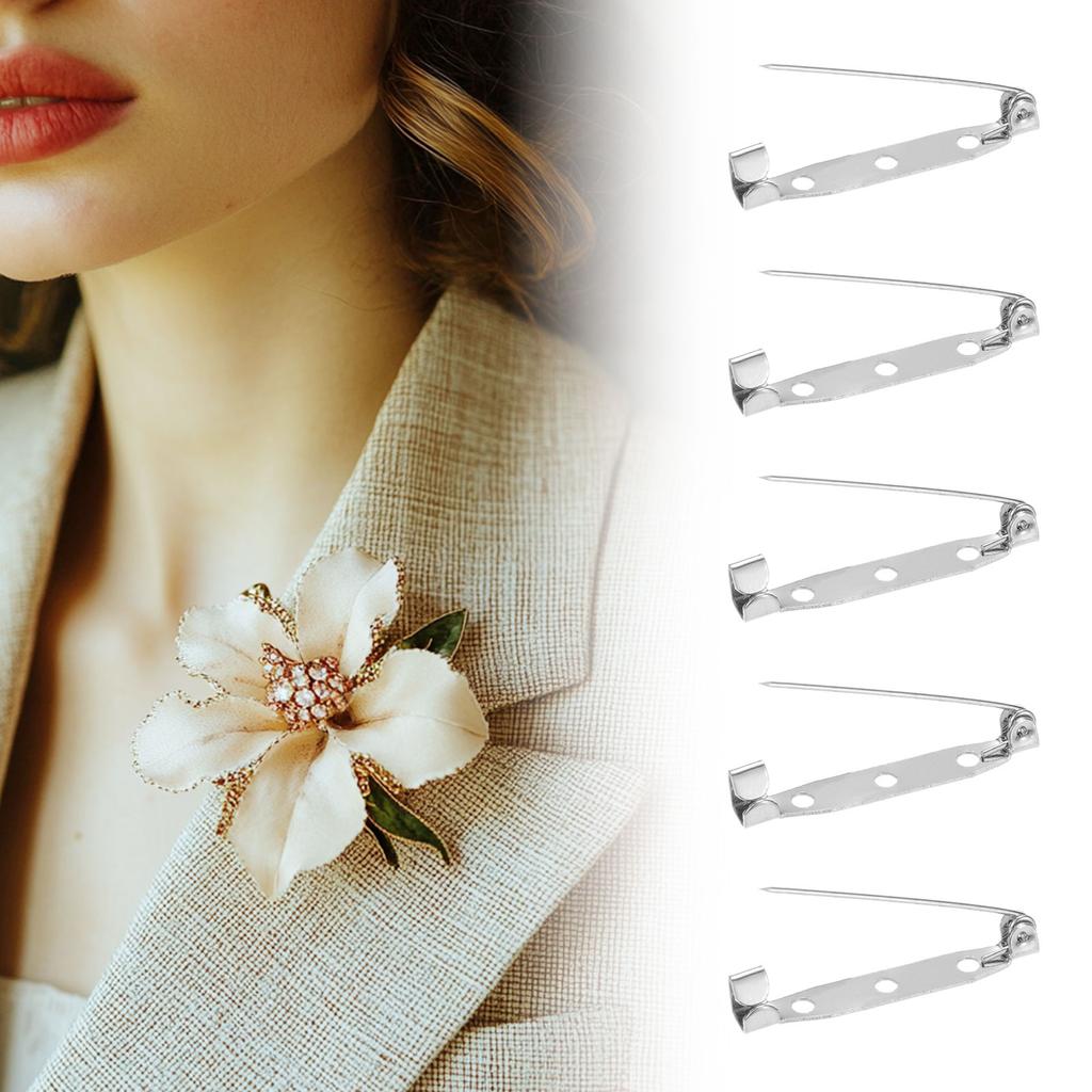 60pcs Bar Pins 30/35mm Brooch Pin Backs Safety Clasp for Badges Name Tags Corsage DIY Metal Boutonnieres Locking Pin-backing
