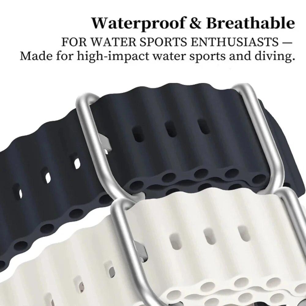 Luksusrem for Apple watch ultra band 49 mm 44 mm 45 mm 41 mm 40 mm 38 mm 44 45 mm 1:1 Originalt havbelte iWatch series 9 8 7 se bånd
