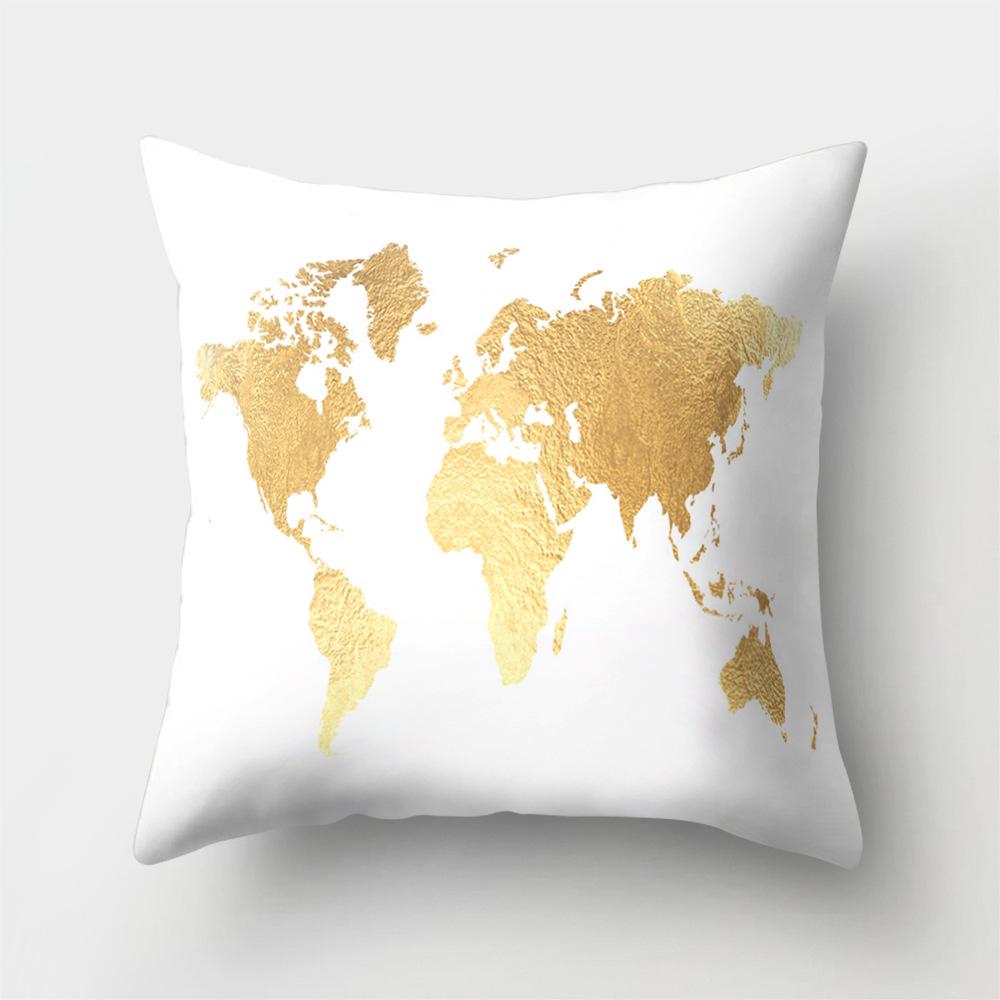 World Map Cartoon Decorative Cushion Set Decorative Pillowcase Sofa Room Bed Cushion Cover Home Decor
