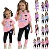 Children's Print Set Kids Casual Short Sleeve Top And Long Pants Set