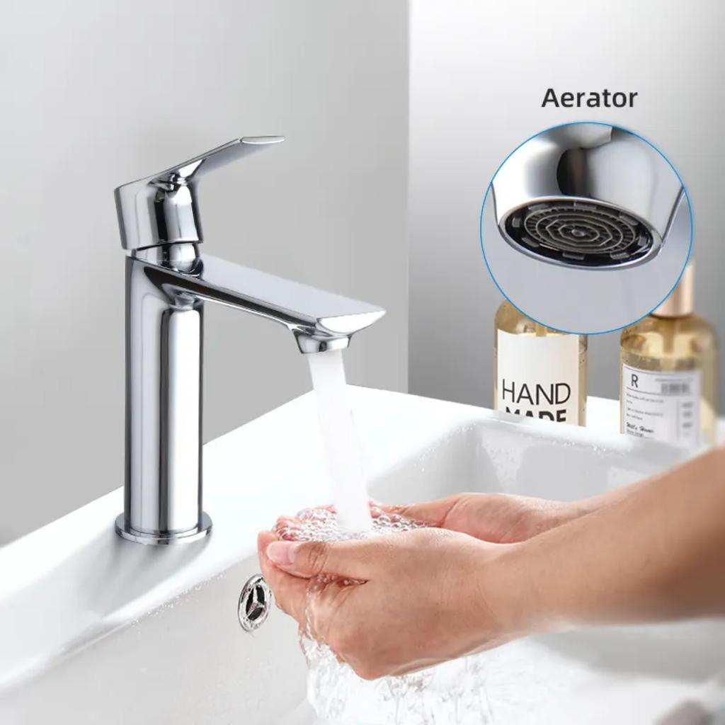Luxury Modern Single-Hole Mounted Thermostatic Basin Faucet Contemporary Design Hot and Cold for Home and School Bathroom Use