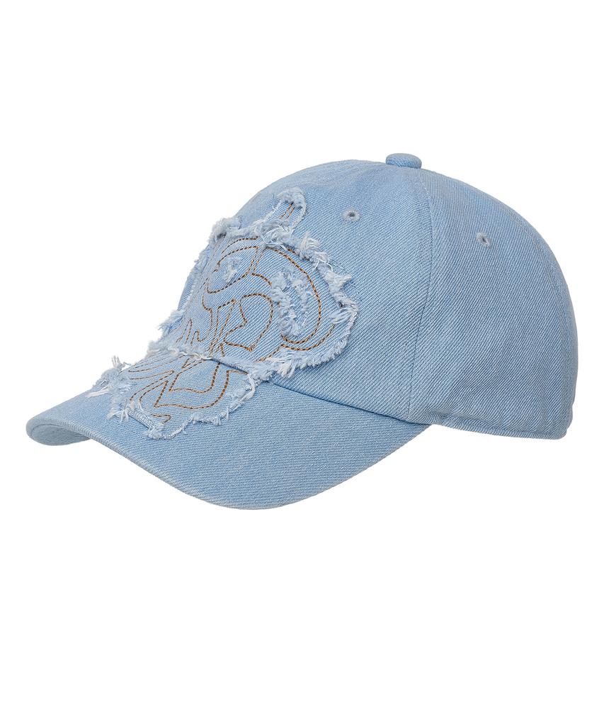 BADEE Applique Faded Denim Cap Light Blue